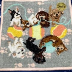 FEILER 犬とボールデザイン タオル 縦約25センチ横約25センチ 珍しいのサムネイル