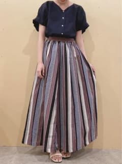 GreenParks マルチストライプスカート パープルのサムネイル