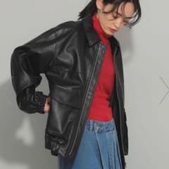 新品】レイビームス フェイクレザー フライトジャケット ブラック 0