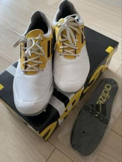 adidas ゴルフシューズ ホワイト/イエロー 26.5 - メルカリ