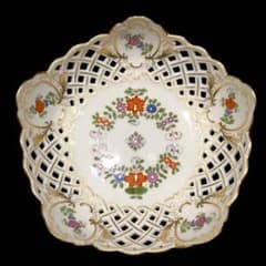 Meissenマイセン /極美品 1級品 上級装飾 インドの華 多彩色 透かし皿 