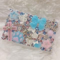 小物ケース　デコケース 平成女児 ネコ 肉球 リボン ハート ピンク 水色のサムネイル
