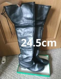 進撃の巨人 黒ロングブーツ24.5cmコスプレのサムネイル