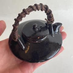 稀少 極美品 苗代川 鮫島佐太郎窯 黒薩摩 ミニ黒じょか 薩摩焼 黒千代香 酒器 稀少 極美品 苗代川 鮫島佐太郎窯 黒薩摩 ミニ黒じょか 薩摩焼 黒