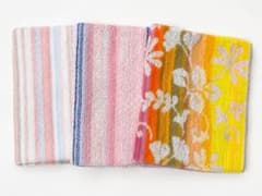 UCHINO フェイスタオル 3枚セット綿100％ 花柄 ストライプ まとめ売りのサムネイル