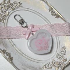 なると巻き(ハート) レジンシェイカーキーホルダー（白×ピンク）のサムネイル