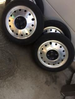 送料込② ダイハツ　ネイキッド　純正アルミタイヤセット155/65/R14 2本のサムネイル