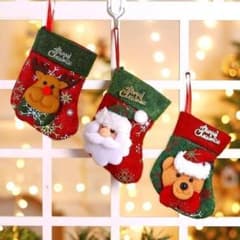 クリスマス 靴下 オーナメント ソックス 飾り ３枚 くま サンタ トナカイ