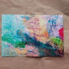 『傘　想い出　雨』　印刷版　ハガキ　手描き　絵画　アクリル　抽象のサムネイル