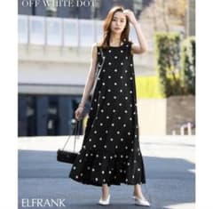 d【美品】エルフランク ワンピース ドット リゾート ノースリーブ