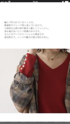 アンティカ   リブＶネックコットンニット 赤 Lのサムネイル