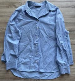 【M】長袖　ZARA ポプリンシャツ（スカイブルー）のサムネイル