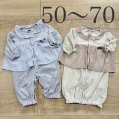 petit main ロンパース 2枚セット 50-70cm 女の子　ベロア - 5