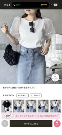 【タグ付き新品】prose verse シアーパフスリーブリブTシャツのサムネイル