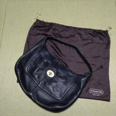 COACH 黒 レザー ショルダーバッグ 保存袋付き 11613 - メルカリ