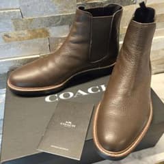 新品 美品 COACH コーチ レザーブーツ ブラウン サイドゴア 箱付き