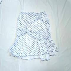 【vintage】希少90sフランス製ドット柄シアー生地フリルひざ丈スカート vintage】希少90sフランス製ドット柄シアー生地フリルひざ丈スカート