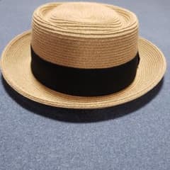 Merrimack ベージュ 麦わら帽子 黒リボンのサムネイル