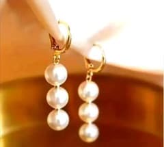 ピアス k18コーティング　あこや真珠　本真珠 ゴールド　上品