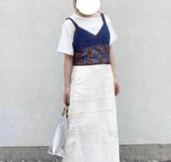 Kastane かぎ針ハンドビスチェ 花模様 ネイビーブルー フリーサイズのサムネイル