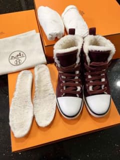 HERMÈSエルメス ムートンスニーカー ボルドー 36.5 HERMÈSエルメス ムートンスニーカー ボルドー 36.5 - メルカリ