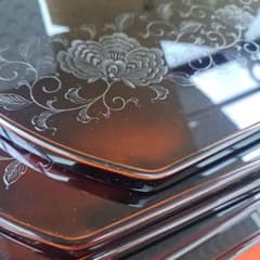 輪島塗 五島屋謹製 尺2 半月膳×5客】布着本堅地 沈黒 西村国峰作 未