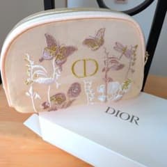 Dior 刺繍ポーチ ベージュ Dior ディオール 母の日 ノベルティ 刺繍 ポーチ［新品、未使用］箱