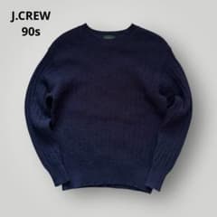 美品！90s 巨人タグ J.CREW クルーネックケーブルニット ネイビー M