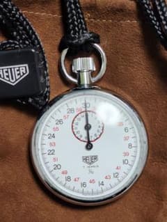 【美品】HEUER ストップウォッチ　懐中時計 7 jewels　ポーチ付属のサムネイル