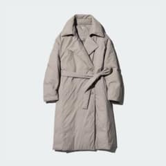 ユニクロ ダウンベルテッドロングコート L ベージュ - メルカリ