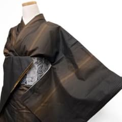 大島紬 小紋 泥染 縦縞 子持ち縦縞 モード 着物 012b p ms - メルカリ