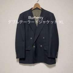 希少　Burberry ダブルジャケット　ウール100% 紺ブレザー　サイズXLのサムネイル