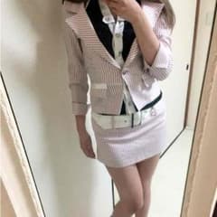 Ft ピンクストライプスーツ キャバスーツ