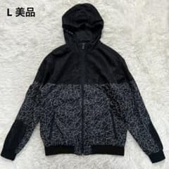CSG 나일론 재킷 기하학 무늬 후드 첨부 윈드브레이커 블랙 L