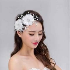 ヘア飾り  2個花セット  ホワイトのサムネイル