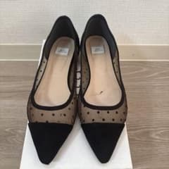 ポルカドットメッシュ フラットシューズ ブラックのサムネイル