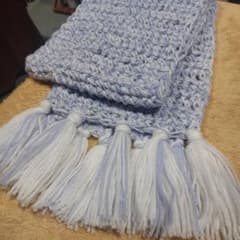 ハンドメイド ニット マフラー フリンジ付きのサムネイル