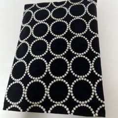 刺繍生地.中厚リネン.刺繍幅125cm×50cm.黒地.白糸.タンバリンのサムネイル