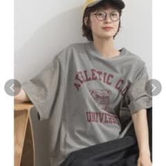Lupilien ピグメントバイオ加工 カレッジ 異素材切り替え Tシャツのサムネイル