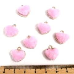 処分品3点限りもこもこハート(ピンク).。.:*8個ゴールドチャーム