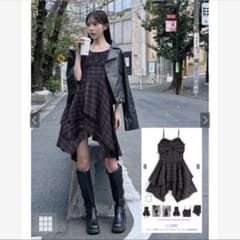 GRL チェック柄イレヘムフレアキャミワンピース［dk1354］