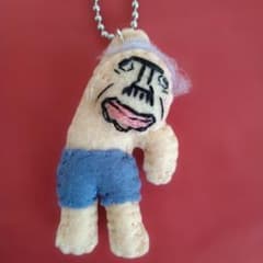 ハンドメイド　フェルトマスコット ヨガおじさん　ブルーグレースパッツ