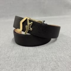 역할 Ferragamo 남성 벨트 골드 쇠장식 브라운 가죽 95