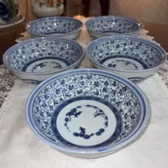 美濃焼 龍峰窯 染付 松竹梅 唐草 鉢 5個セット 未使用 - メルカリ