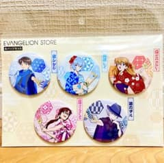 エヴァンゲリオン缶バッジセット5個セット 晴れ着と羽子板 アスカ レイ