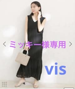 【ミッキー様専用】ViS ノースリーブ プリーツワンピース ブラックのサムネイル