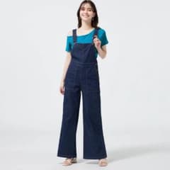 GU  デニムバギーサロペットパンツ  ネイビーのサムネイル