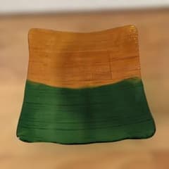 Glass plate, green x orange