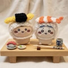 ちいかわ　おすわりぬいぐるみ　ハンドメイド ぬいぐるみ用 たまご寿司帽子のサムネイル