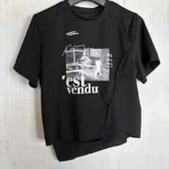 アシメ　グラフィックプリントブラックTシャツのサムネイル
